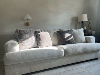 Oversized Cream Sleeper Sofa with Ottoman – Modern Neutral – Excellent Condition