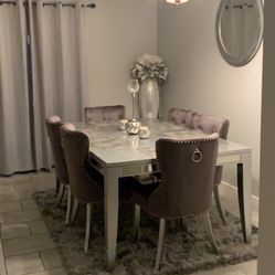 Z Gallery  Silver Mirrored 6 Seater Table Only