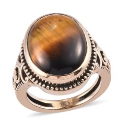 South African Tiger's Eye Ring Size 7, 8 8.30 ctw

