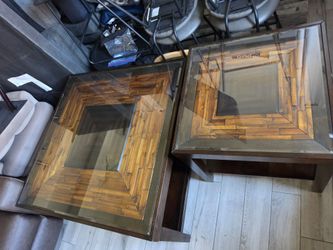 Ashley Furniture Glass Top Coffee Table & Matching End Table Set