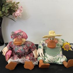 Set of 2 Russ Berrie Kathleen Kelly Critters Duck Plush, all dressed up cute