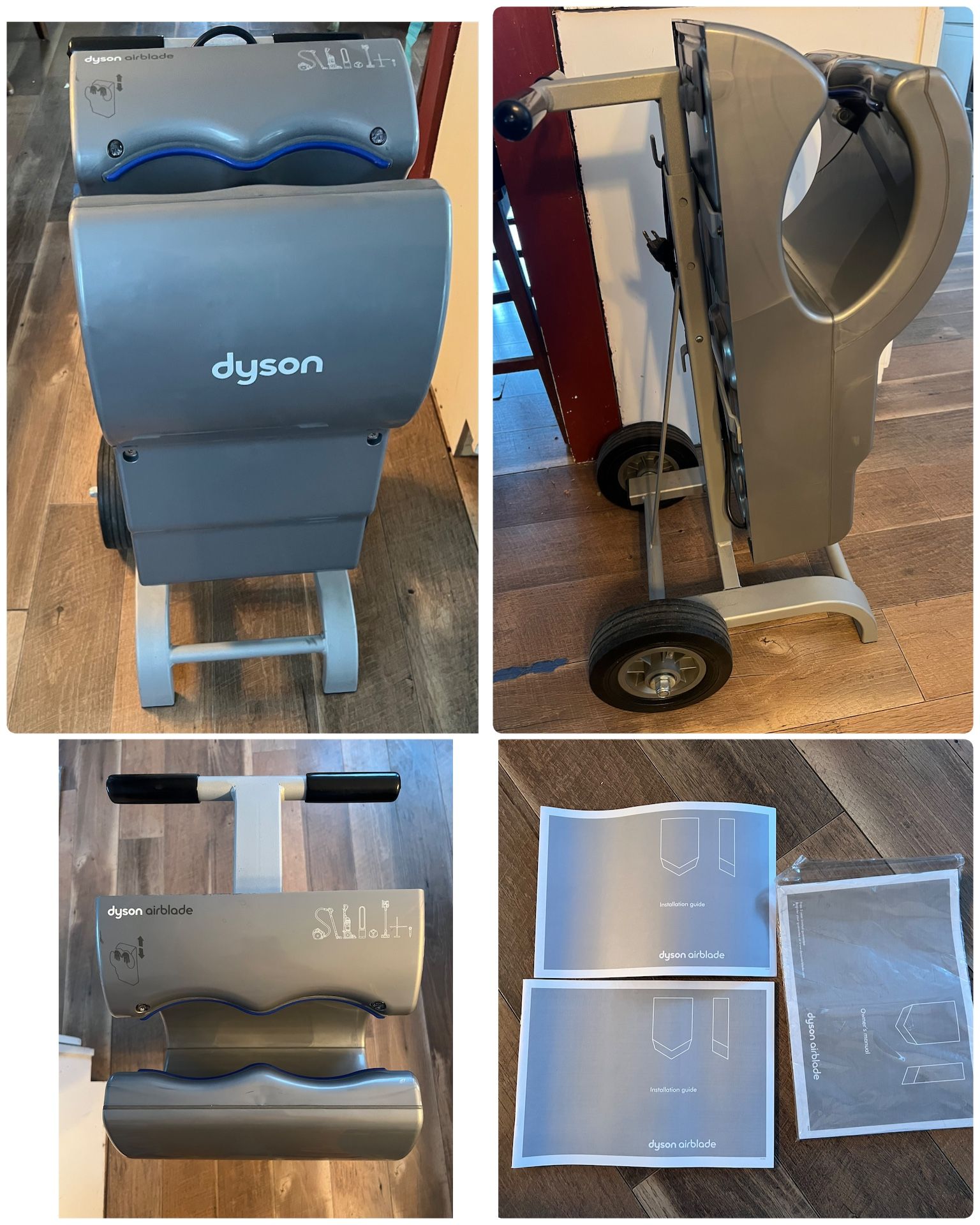 DYSON AIRBLADE AB14 DB GRAY HAND DRYER 120v LV AB 04 14 DB W/ stand Dolly Tested