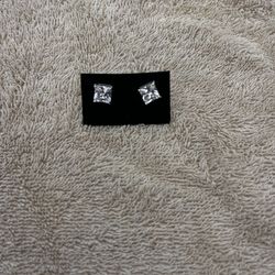Silver Square Diamond Earrings 