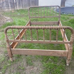 Antique Spool Bed Dresser And Mirror 