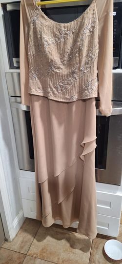 Beige Dress W/ Sheer Sleeves