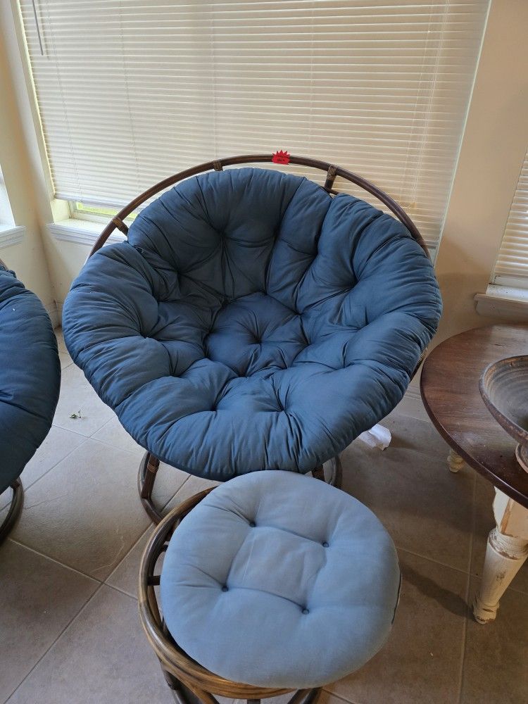 Papasan Chair With Cushion And Ottoman 2 Available