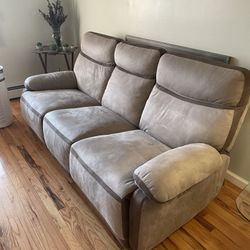 Raymour and Flanigan foley microfiber power reclining sofa