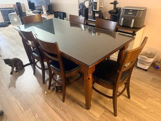 Wood Dining Table Set with 6 Chairs