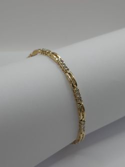 14K Gold Natural Diamond Tennis Bracelet #15658