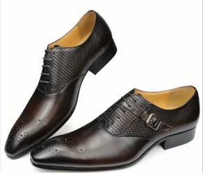 Men's Brown Leather Oxford Dress Shoes - Size 44 (US 10)