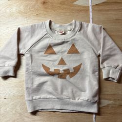 Boys / girls Halloween Pumpkin Face Cut Out Long Sleeve Shirt 12-18 Months