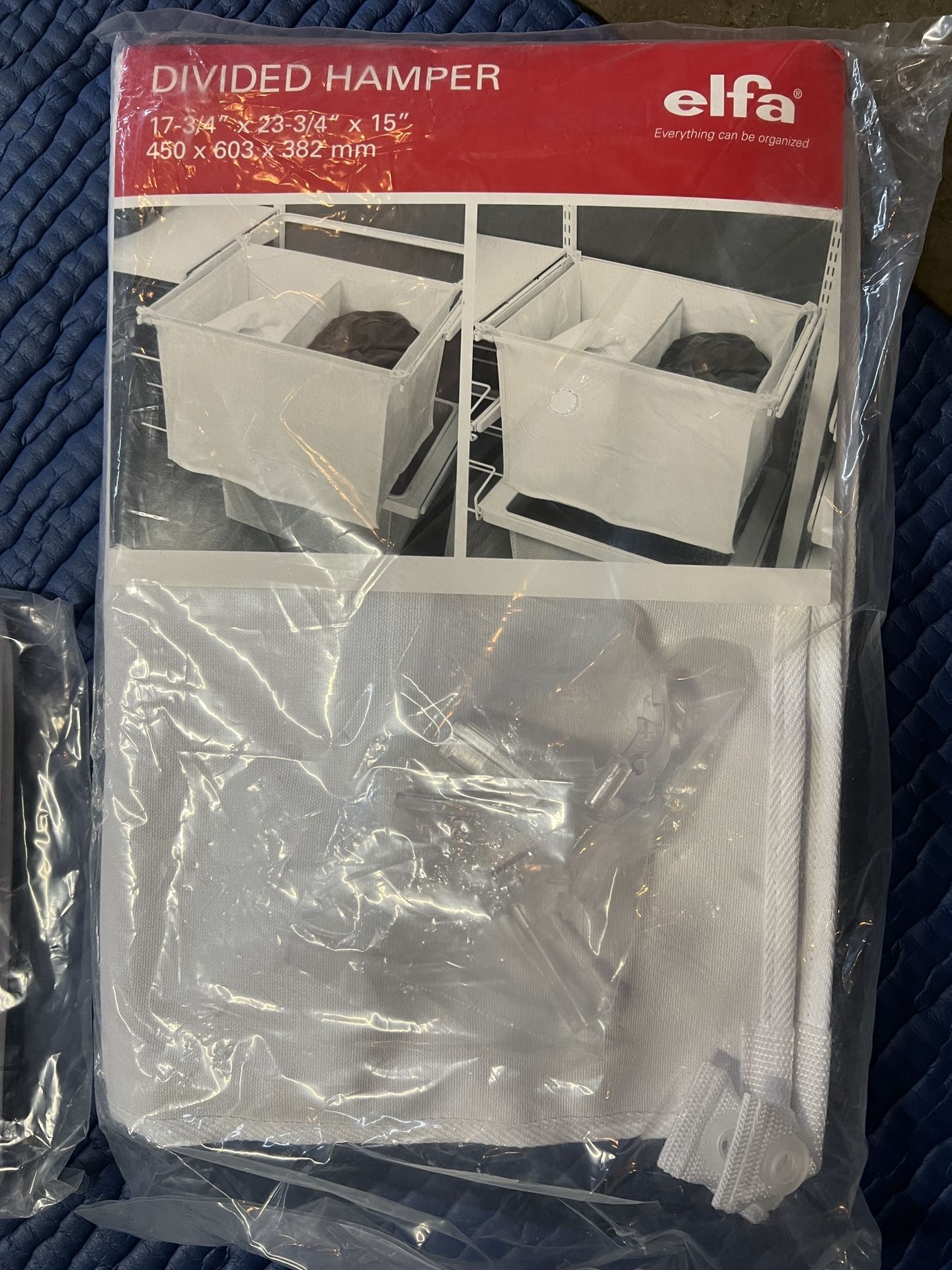 Elfa Divided Hamper + Cover x3