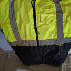 SAFETY Puffer Bomber Coat Refector Rain Jacket Heavy Duty Zip Down M