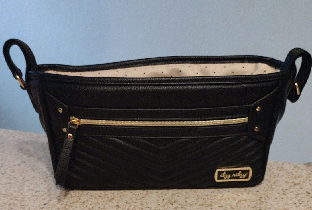  Stroller Organizer Adjustable Black Gold Hardware Good Condition $23 Cash Firm Price!!