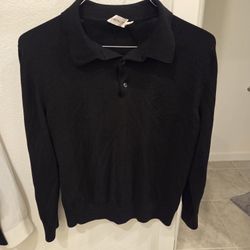 Moncler Mens Xl Polo Wool Cotton Like New Collar Shirt Black