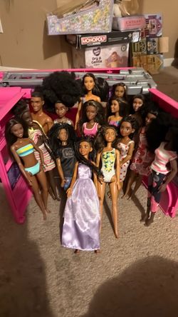 Barbie Doll Collection – 15 Dolls with Pink Camper
