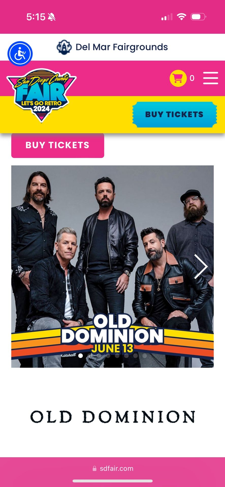 Old Dominion Ticket @ SD County Fair