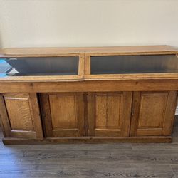 69” Double oak cabinet 1900s Original hardware
