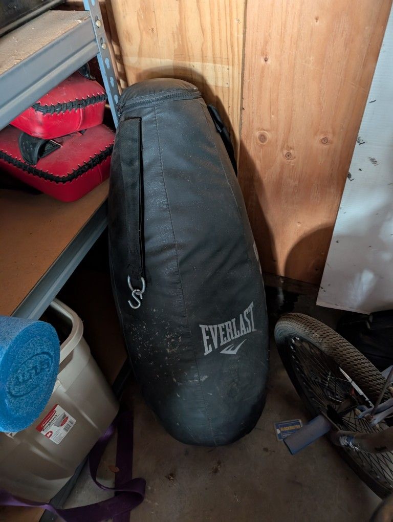 Title Wall Mounted Boxing Bag And Everlast Teardrop Bag