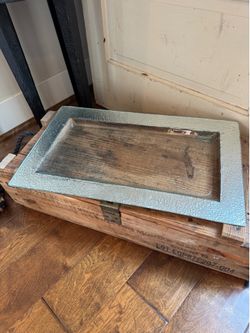 Glass with Silver Edge Indent Textured Tray