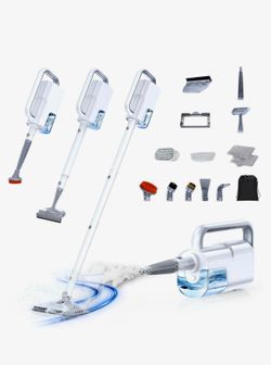 10-in-1 Steam Mop with Detachable Handheld Steamer, 350ml Tank, 10s Heat-Up, 248°F Steam Cleaner, 3-Level Control and Swivel Head for Floors, Carpets,