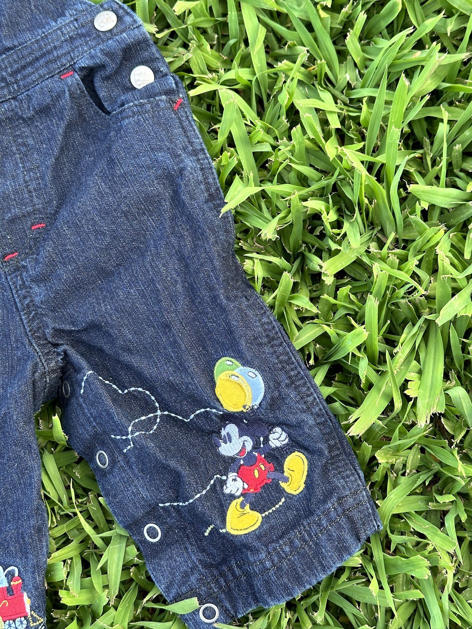 mickey mouse denim overalls 