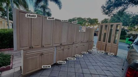 OPORTUNITY!!! Wood 18 kitchen Cabinet with island  and tower oven