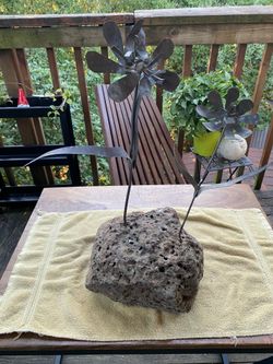 Concrete And Copper Metal Art/ Read Description And Look At The Pictures