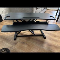 TechOrbits OF-S06-2 Desk Converter-37-inch Height Adjustable, MDF Wood, Sit-to-Stand Rise-X Pro Black, 36" 