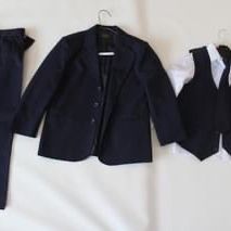 Boys Communion 5 pieces suit, shirt, tie NAVY BLUE sz 6-7