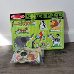 Toys  For Kids, Children Puzzle.   Zoo Animals Wooden Peg Sound Puzzle 8 Pcs.