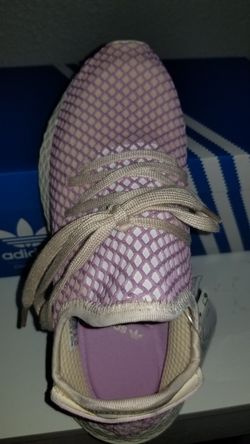 Woman's Adidas Deerupt White and Lavender size 7.5