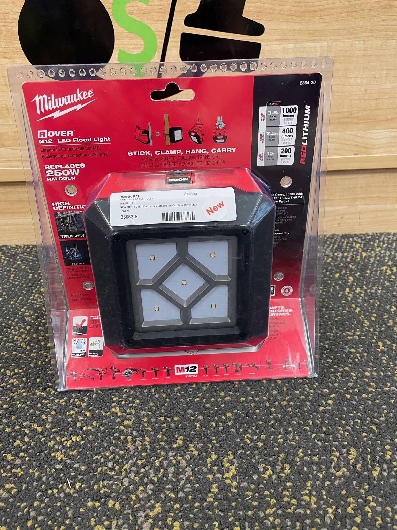 Milwaukee 2364-20 M12 1000 Lumens LED ROVER Compact Flood Light - Tool Only. Brand New