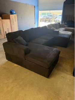 $10 Down! Large Sofa Corduroy Sectional Couch Double Chaise