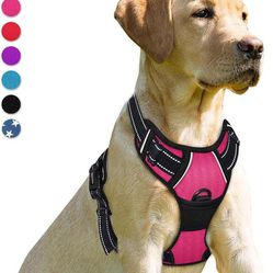 BARKBAY No Pull Dog Harness Front Clip Heavy Duty Reflective Easy Control Handle For Large Dog Walking(Pink,XL)
