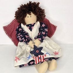 Primitive Patriotic Americana Rag Doll Flag Stars And Stripes Decor