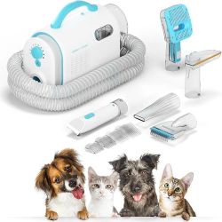 Uproot Clean Pet Grooming Vacuum Kit 7 in 1 - Cat & Dog Hair Vacuum Groomer with Brush, Detangle, Deshed, Trim, Clean, & Dry Attachments - Complete Ca