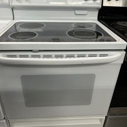 White Self Clean Glass Top Stove