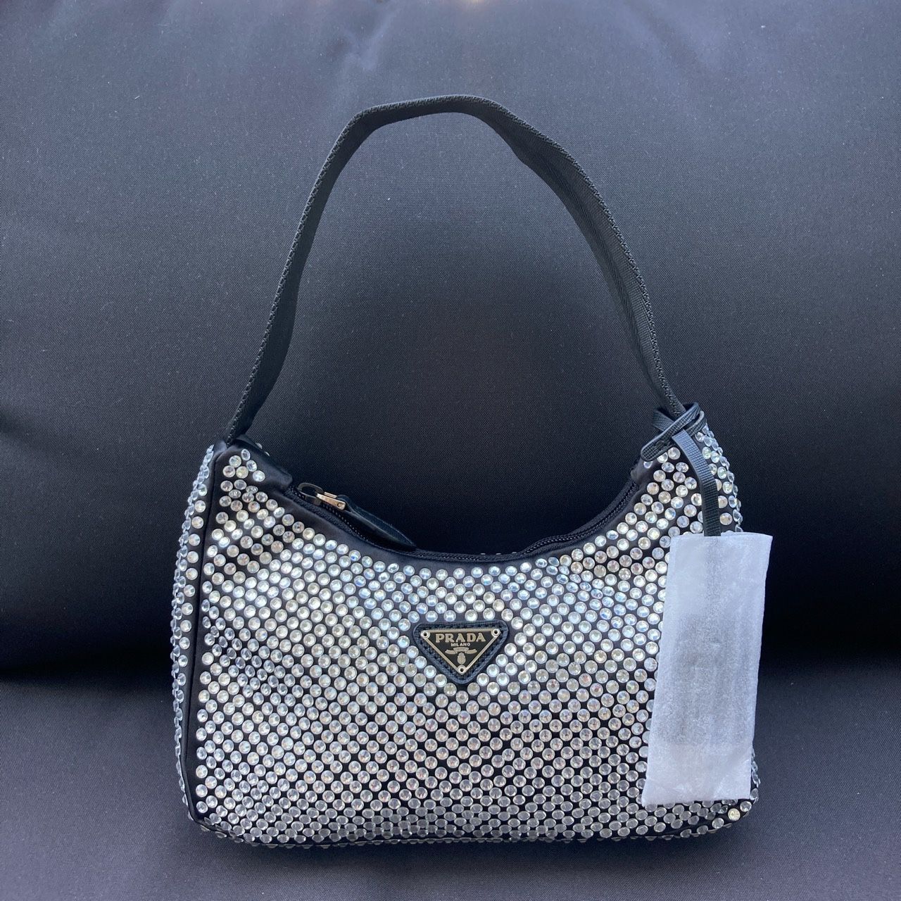 Hobo  Re-edition  2000 Silver Crystal  Nylon Shoulder Bag Prada