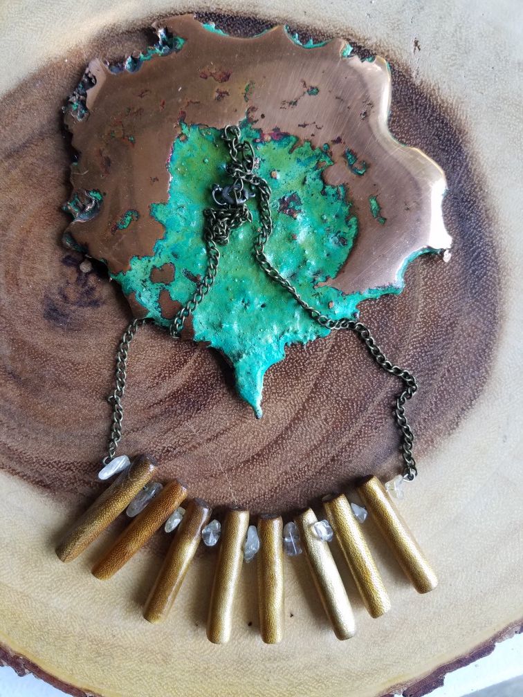 Gold coral and citrine chain necklace