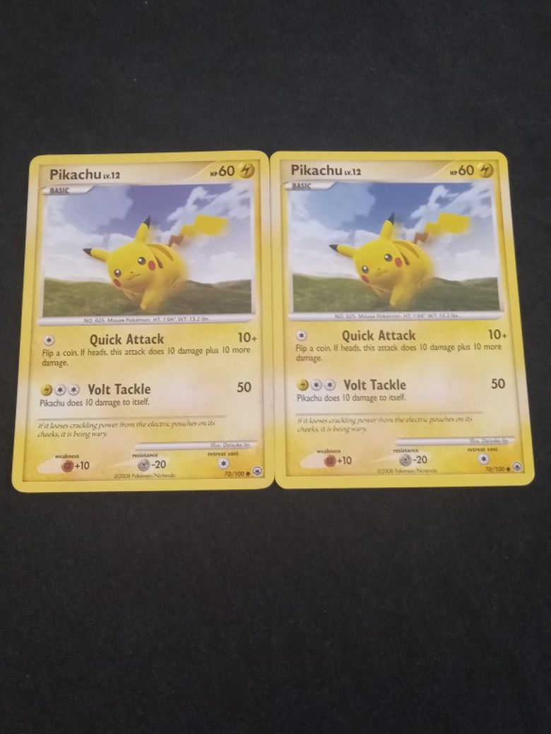 2 Rare Old 2008 POKAMON - PIKACHU Cards 70/100