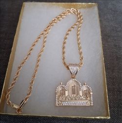 14k gold filled Oro laminado 14k 4mm rope link chain and pendant