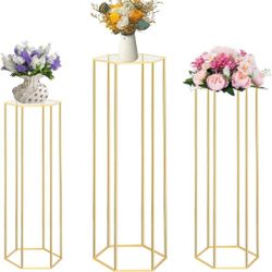 Cylinder Stands for Party, 3PCS Hexagon Pedestal Stand, Cilindros Para Fiestas Cake Table Stand for Parties Cylinder Tables for Parties Hexagon Cylind