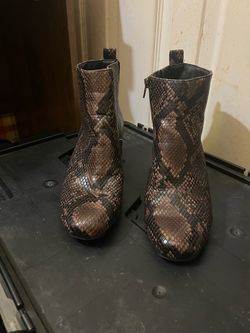 Snake Print Ankle Boots with Side Zip