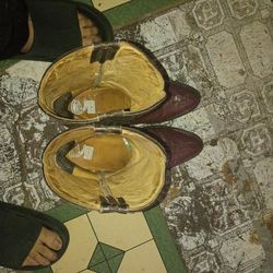 Burgundy alligator boots