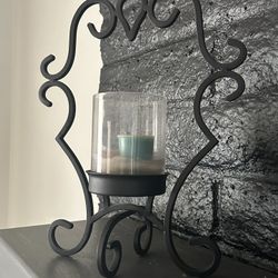 Iron Candle Stand With Glass