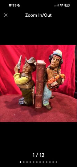 Vintage Cowboy & Indian Bookends - Sold As Is
