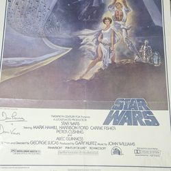 Don't  Want 2 Sell.ORIGINAL 1977 STARWARS MOVIE POSTER AUTOGRAPHED BY DARTH VADER .AVAILABLE ANY TIME FOR PERONAL Viewing $4500