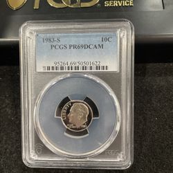 1983 S Gem Proof Roosevelt Dime Graded At PR69 With A Deep Cameo Q-12