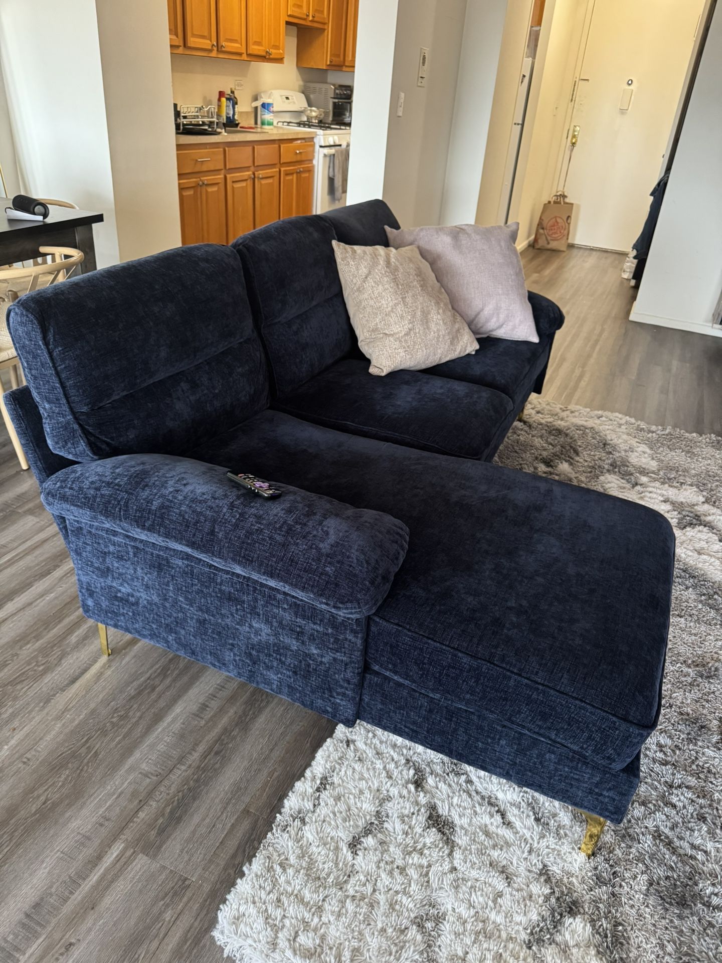 Convertible L Shaped Dark Blue Couch